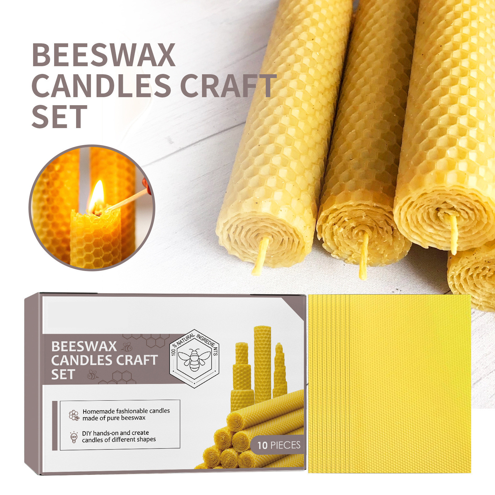 Beeswax Sheet Roll - 10/30pcs Natural Beeswax Sheets For Candle